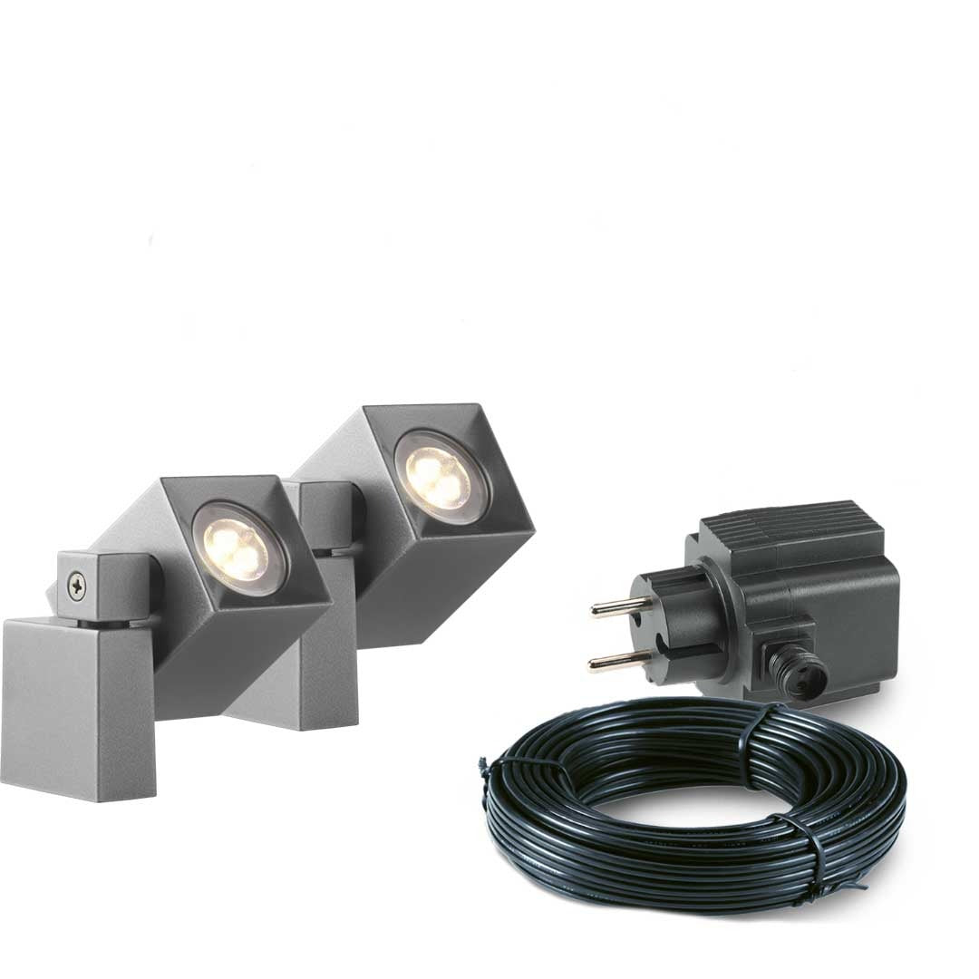 2x LED wand spot - 2 Watt - 12V - Grijs - complete set 2x LED wand spot - 2 Watt - 12V - Grijs - complete set